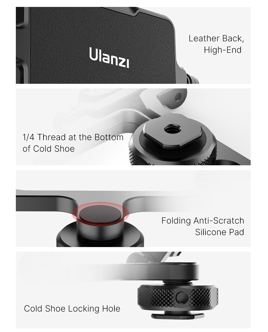 Ulanzi PT-14 SLR camera selfie vlog accessory leather back, 1/4 thread, silicone pad, cold shoe lock on Tampa Home & Garden Store