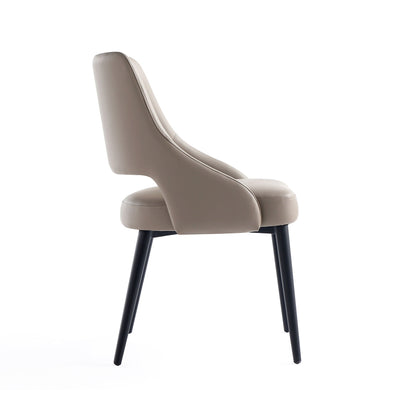 Tremont Dining Chair with Steel Frame, taupe leatherette upholstery and black legs on Tampa Home & Garden Store