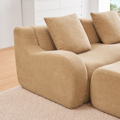 Modern Armless Sofa and Teddy Fabric Pillow Set