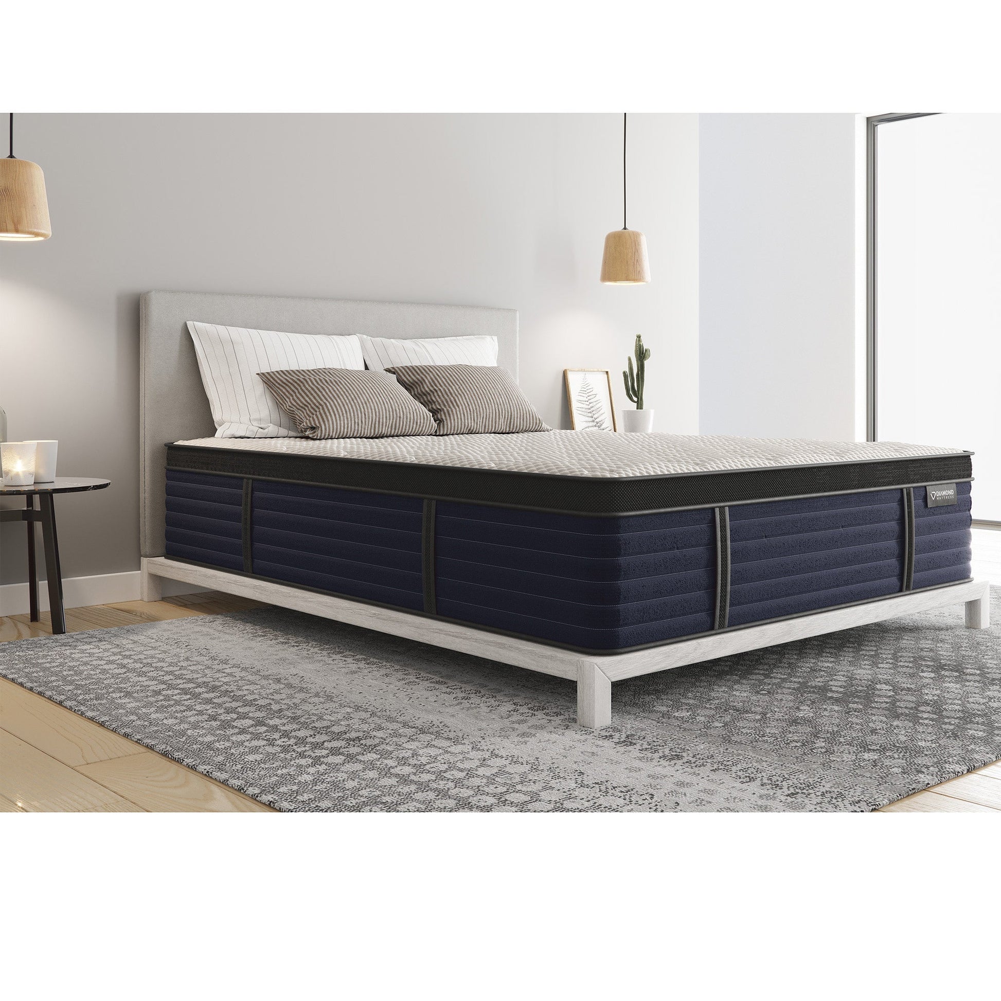Diamond Hughes Twin Latex Hybrid Mattress with Euro-Top Diamond Mattress tag on Tampa Home & Garden Store