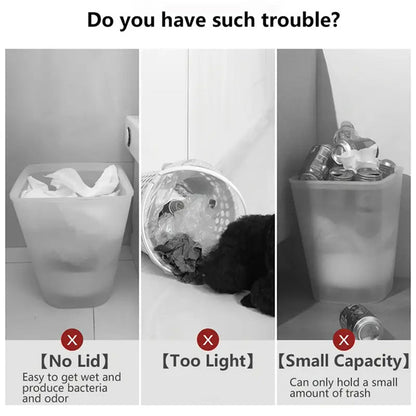 15L Slim Trash Can with Lid Odor Sealing Bathroom Kitchen Bin
