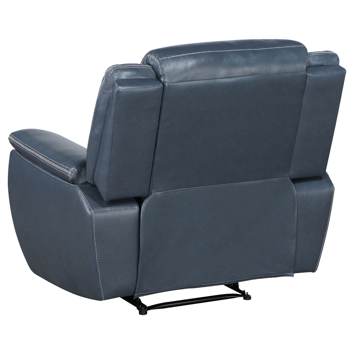 Brier blue upholstered padded arm recliner chair with pillowtop arms, manual recline on Tampa Home & Garden Store