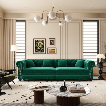 Green Chesterfield Velvet Sofa and the Bed
