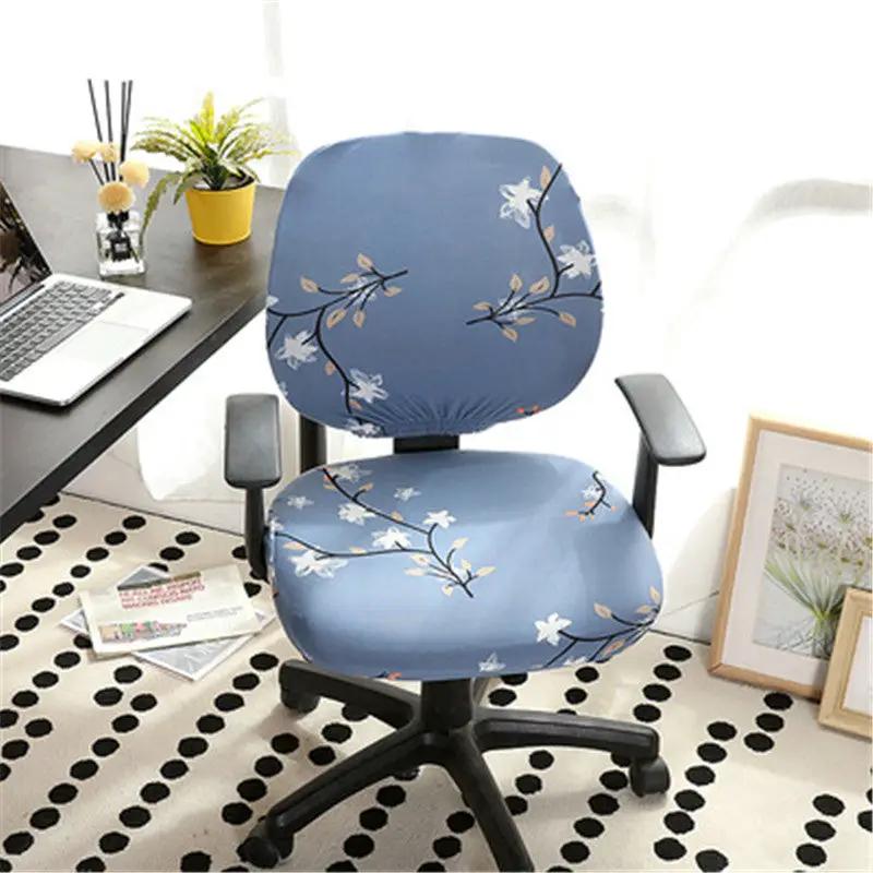 Office computer chair cover blue floral fabric by FLIPSTYLEZLLC on a swivel chair on Tampa Home & Garden Store