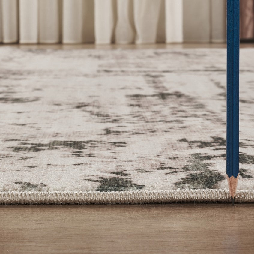 Jewel Contemporary Area Rug beige gray abstract with fringe edge by HouseOfZazla on Tampa Home & Garden Store