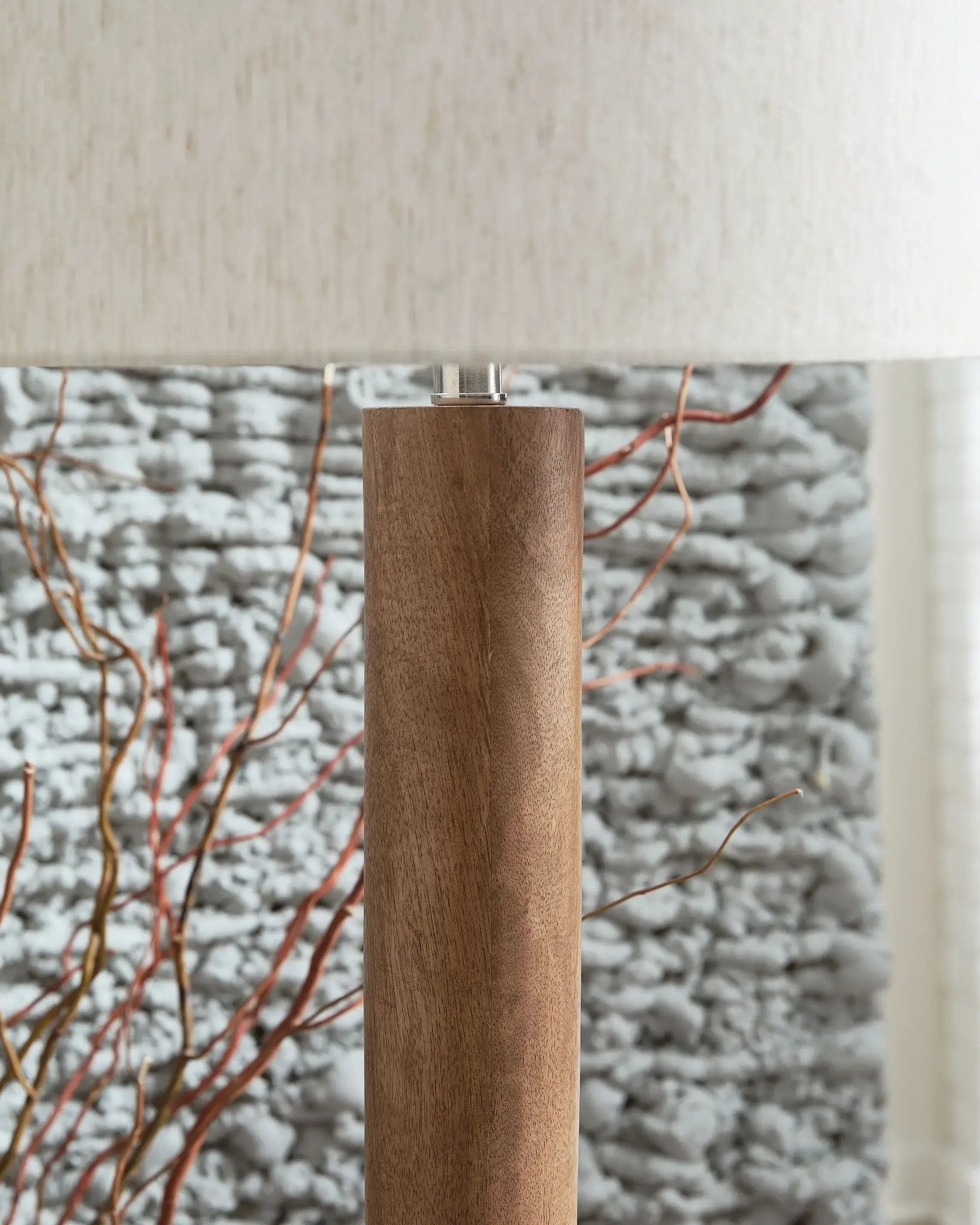 Ailsa wood floor lamp, natural brown wooden base with metal hardware by Unique Piece Furniture on Tampa Home & Garden Store