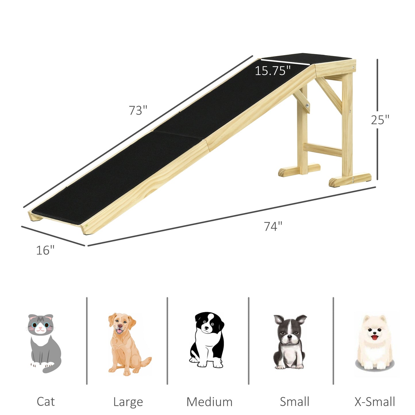 PawHut dog ramp for bed with non-slip carpet on a wooden frame on Tampa Home & Garden Store