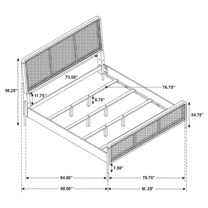 Stevie Panel Bed frame with grid-pattern headboard panel and slatted platform base on Tampa Home & Garden Store
