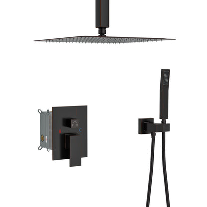 Dual rain shower ceiling mount system in gray with handheld shower head by HouseOfZazla on Tampa Home & Garden Store