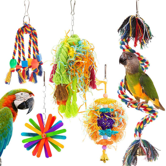 5-piece parrot gnawing toy cotton set colorful rope and shredded yarn for birds Sell My Stuff on Tampa Home & Garden Store