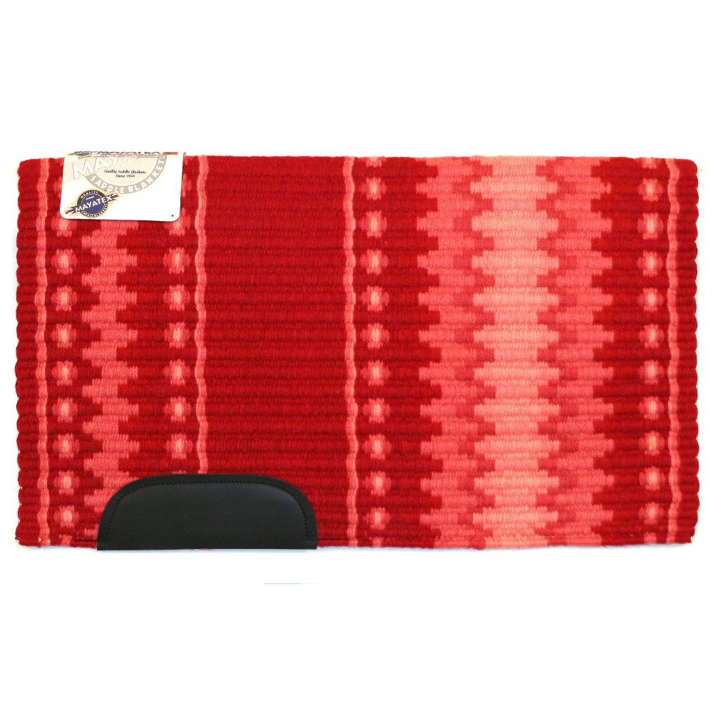 Saddle blanket Mayatex Vegas 40x34 New Zealand wool with red pink geometric pattern on Tampa Home & Garden Store