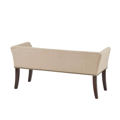 Elegant Bench with Solid Wood Frame Nailhead Trim