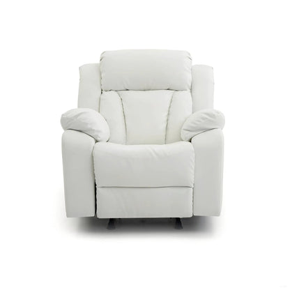 Comfortable rocking motion recliner in white with cushions Unique Piece Furniture on Tampa Home & Garden Store