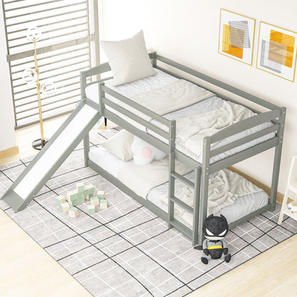 Durable Bunk Bed With Convertible Slide And Ladder gray metal frame by HouseOfZazla on Tampa Home & Garden Store