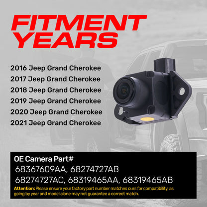 Jeep Grand Cherokee 2016-2021 OEM backup camera by Master Tailgaters, black housing on Tampa Home & Garden Store