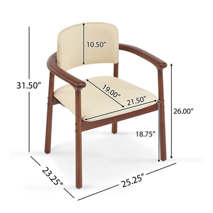 Beige Dining Room Chairs and Dark Walnut Frame