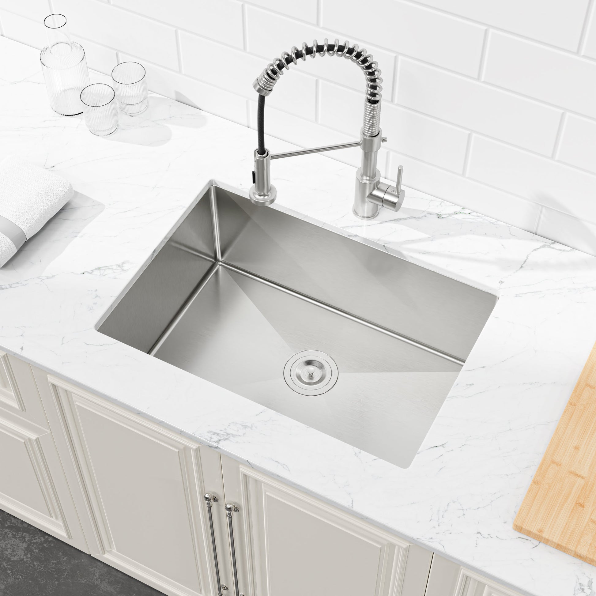 Stainless steel kitchen sink 27x19, single bowl, undermount brushed nickel, HouseOfZazla on Tampa Home & Garden Store
