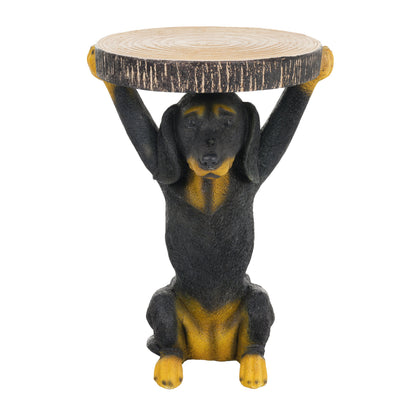Whimsical Black Dog MGO Outdoor Side Table wood top bark-edge HouseOfZazla on Tampa Home & Garden Store