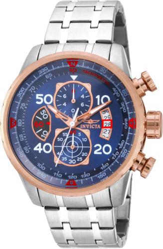Invicta Aviator men's watch with steel bracelet and blue dial on Tampa Home & Garden Store