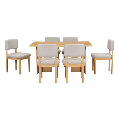 7-piece dining set with six upholstered light gray chairs and an oak table by HouseOfZazla on Tampa Home & Garden Store