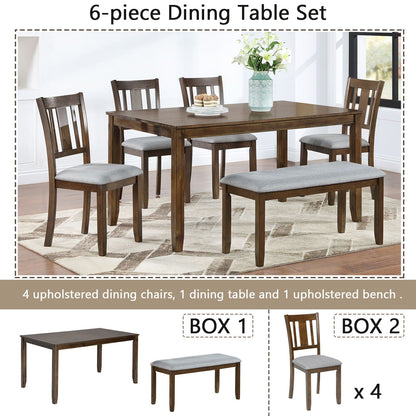 Wooden Dining Table With Four Chairs And Bench
