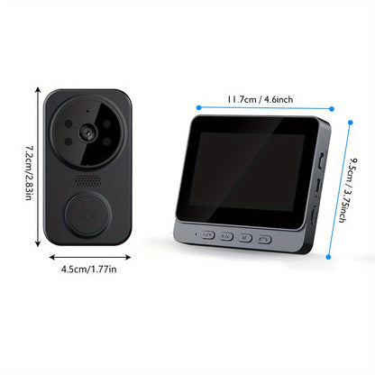 Wireless Video Doorbell with 4.3 Screen, HD Camera, Two-Way Audio & Night Vision