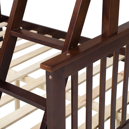 Bunk bed with ladder and safety guard rails in dark espresso wood by HouseOfZazla on Tampa Home & Garden Store