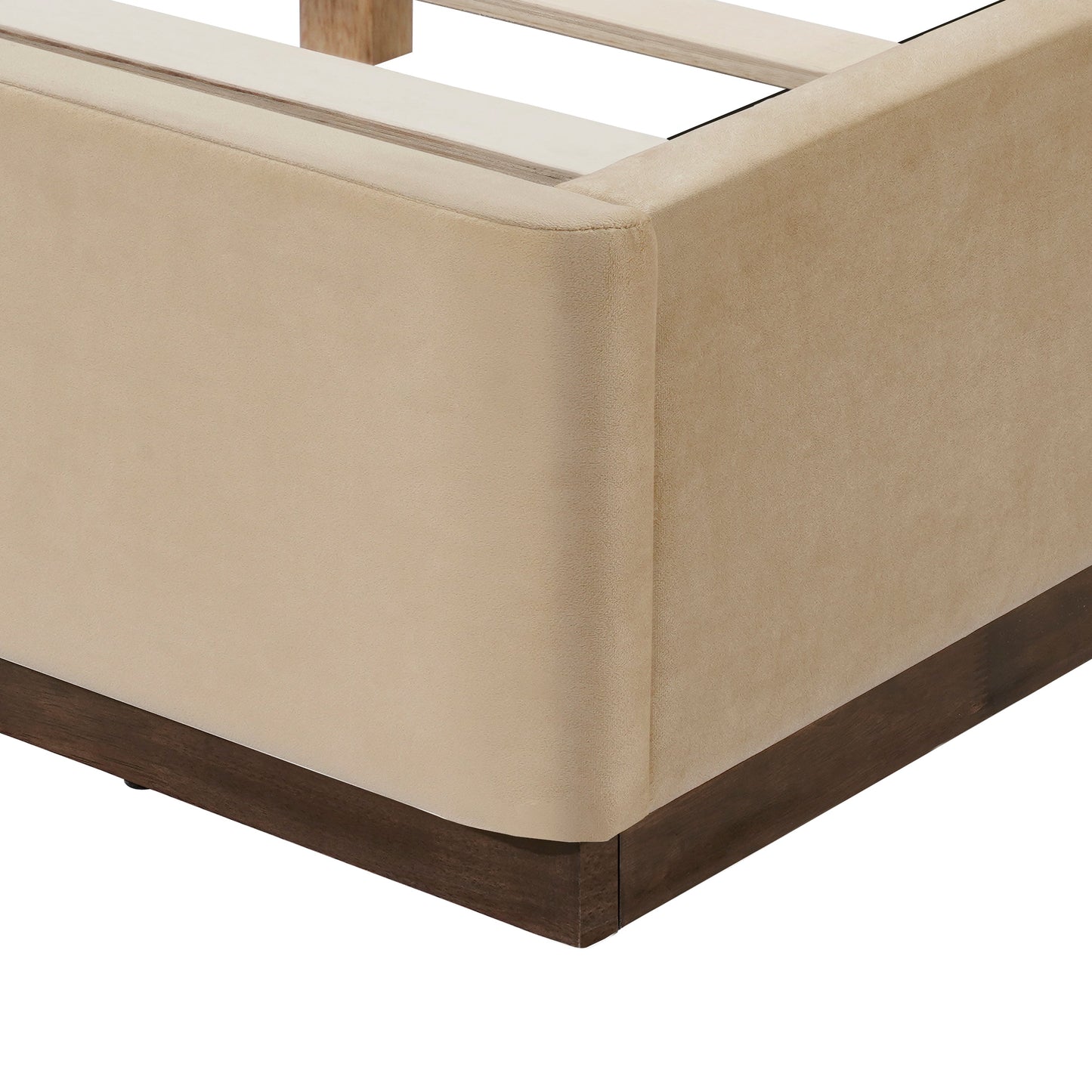 Queen Velvet Upholstered Bed Frame and Headboard