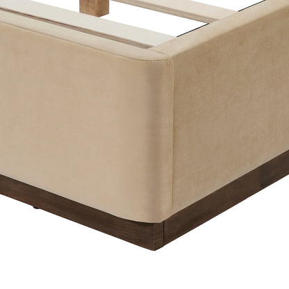 Queen Velvet Upholstered Bed Frame and Headboard