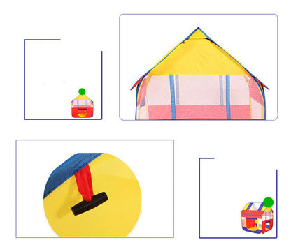 Outdoor Children Tent Large Garden Playhouse 2-piece set by My Store; yellow red blue fabric on Tampa Home & Garden Store