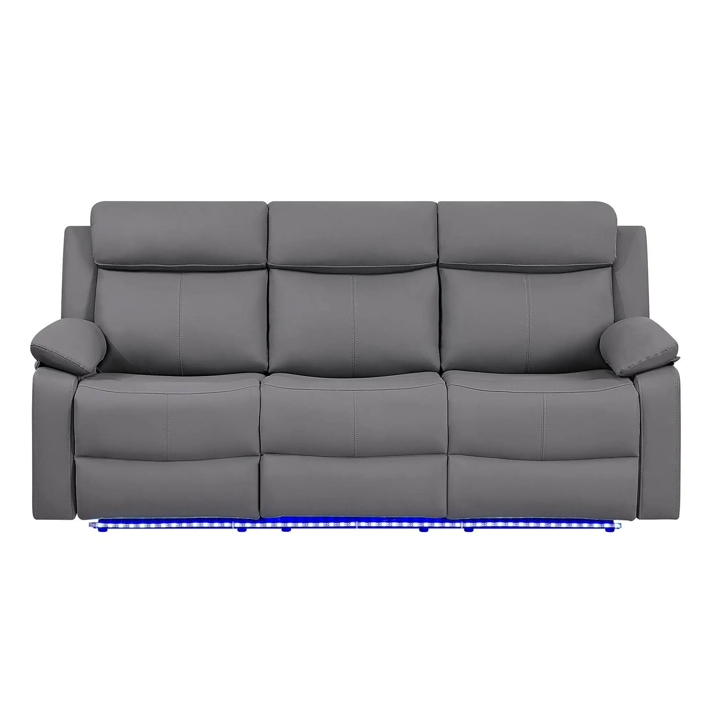 Blanche reclining sofa in gray leather with blue LED lights from Unique Piece Furniture on Tampa Home & Garden Store