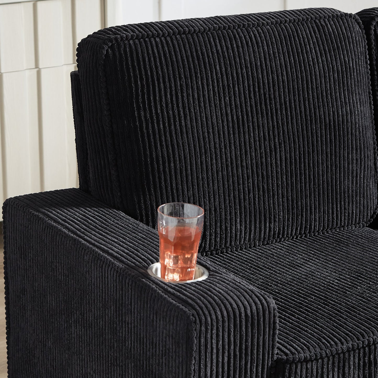 Modern Corduroy 3-Seater Sofa in black corduroy fabric by HouseOfZazla on Tampa Home & Garden Store