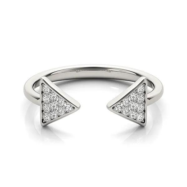 Ring 14k white gold diamond arrowhead open ring with pavé ends, 1/5 cttw on Tampa Home & Garden Store