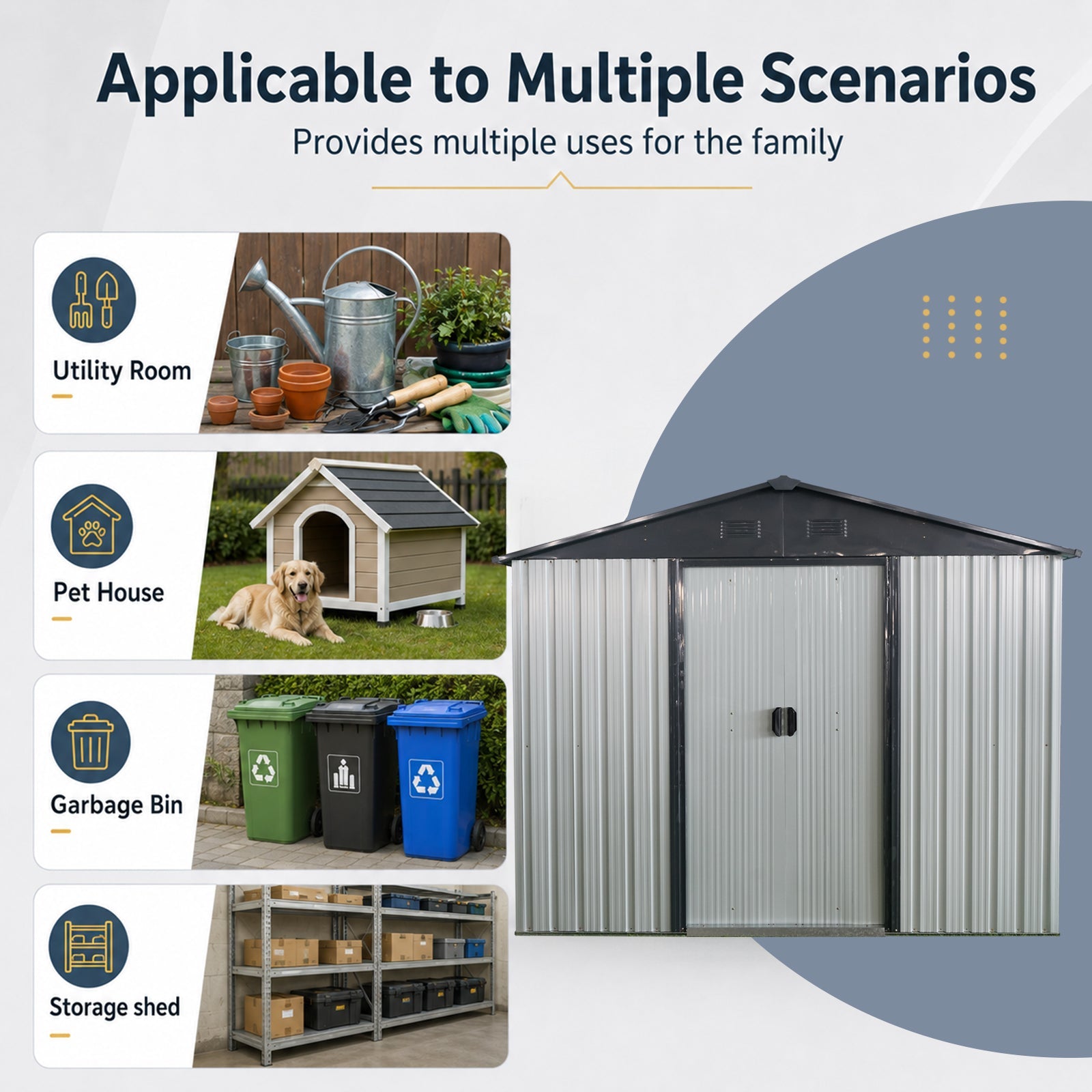 8ft x 4ft Outdoor Metal Storage Shed by HouseOfZazla with corrugated panels and double doors on Tampa Home & Garden Store