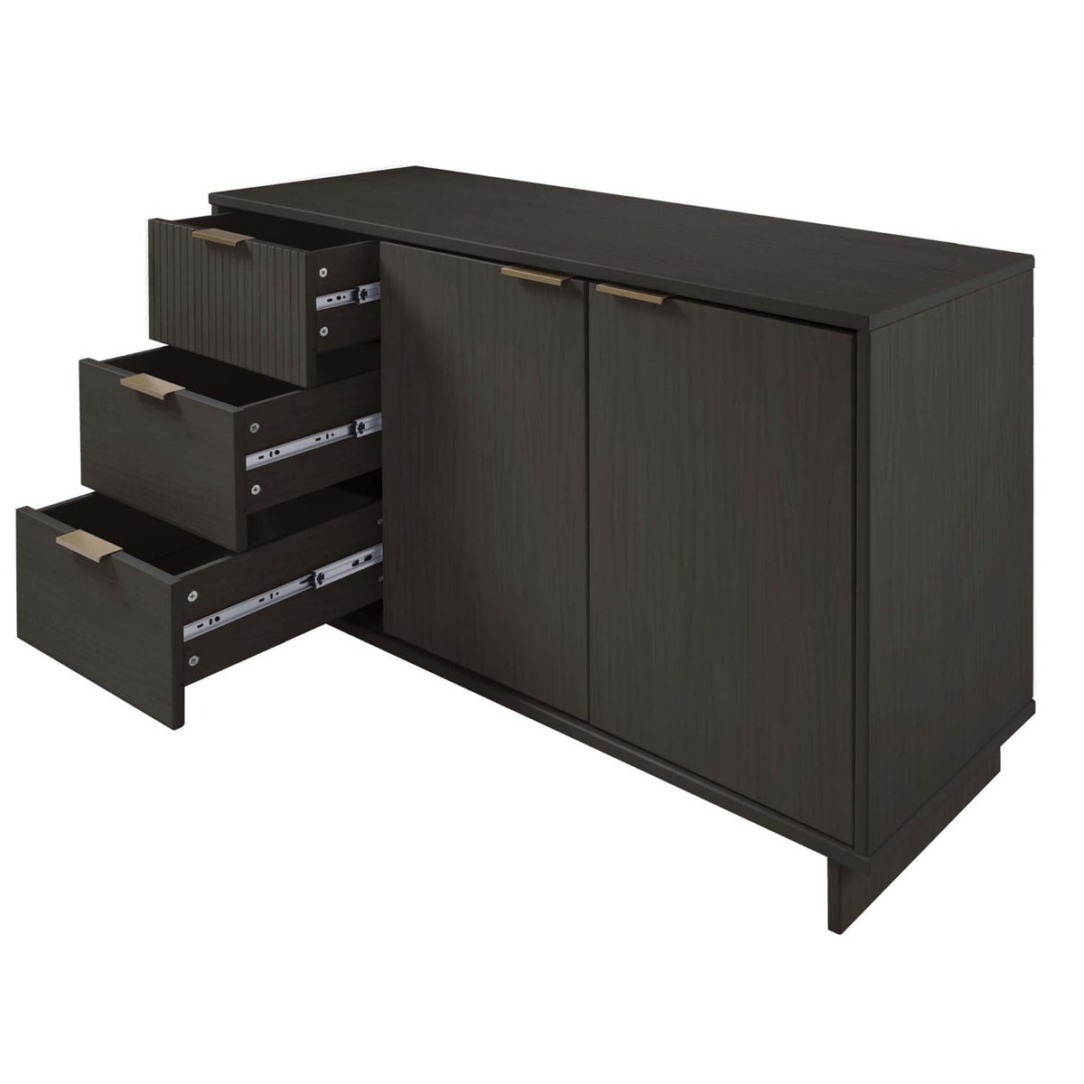 Granville dark wood sideboard with full-extension drawers left and 2-door cabinet right on Tampa Home & Garden Store