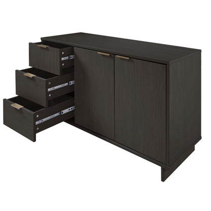 Granville dark wood sideboard with full-extension drawers left and 2-door cabinet right on Tampa Home & Garden Store