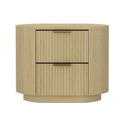 Oak nightstand with two ribbed drawers in natural oak finish by HouseOfZazla on Tampa Home & Garden Store