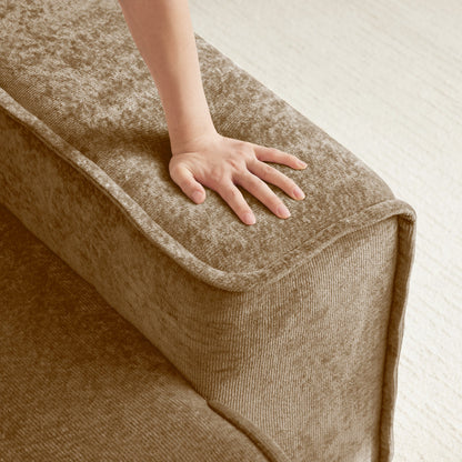 Sofa Streamlined Design Modular 3-Seat U-Shape Boneless in brown plush fabric texture on Tampa Home & Garden Store