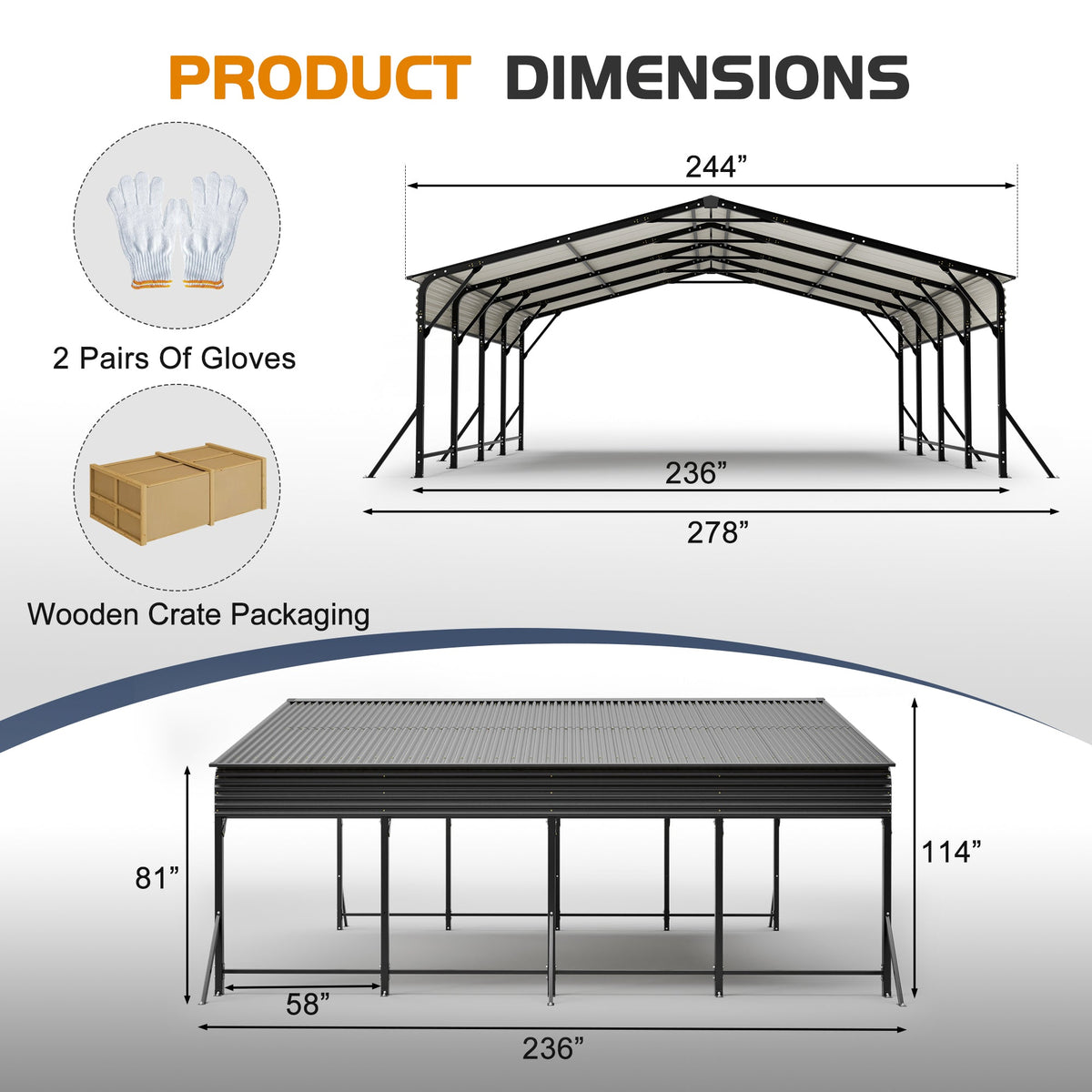 20x20 galvanized steel carport canopy by HouseOfZazla with crate packaging on Tampa Home & Garden Store