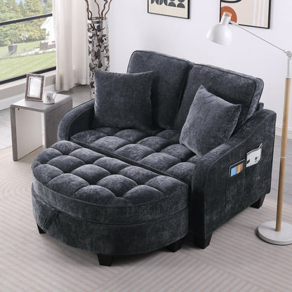 Modern Corduroy Two-Seater Sofa With Chaise