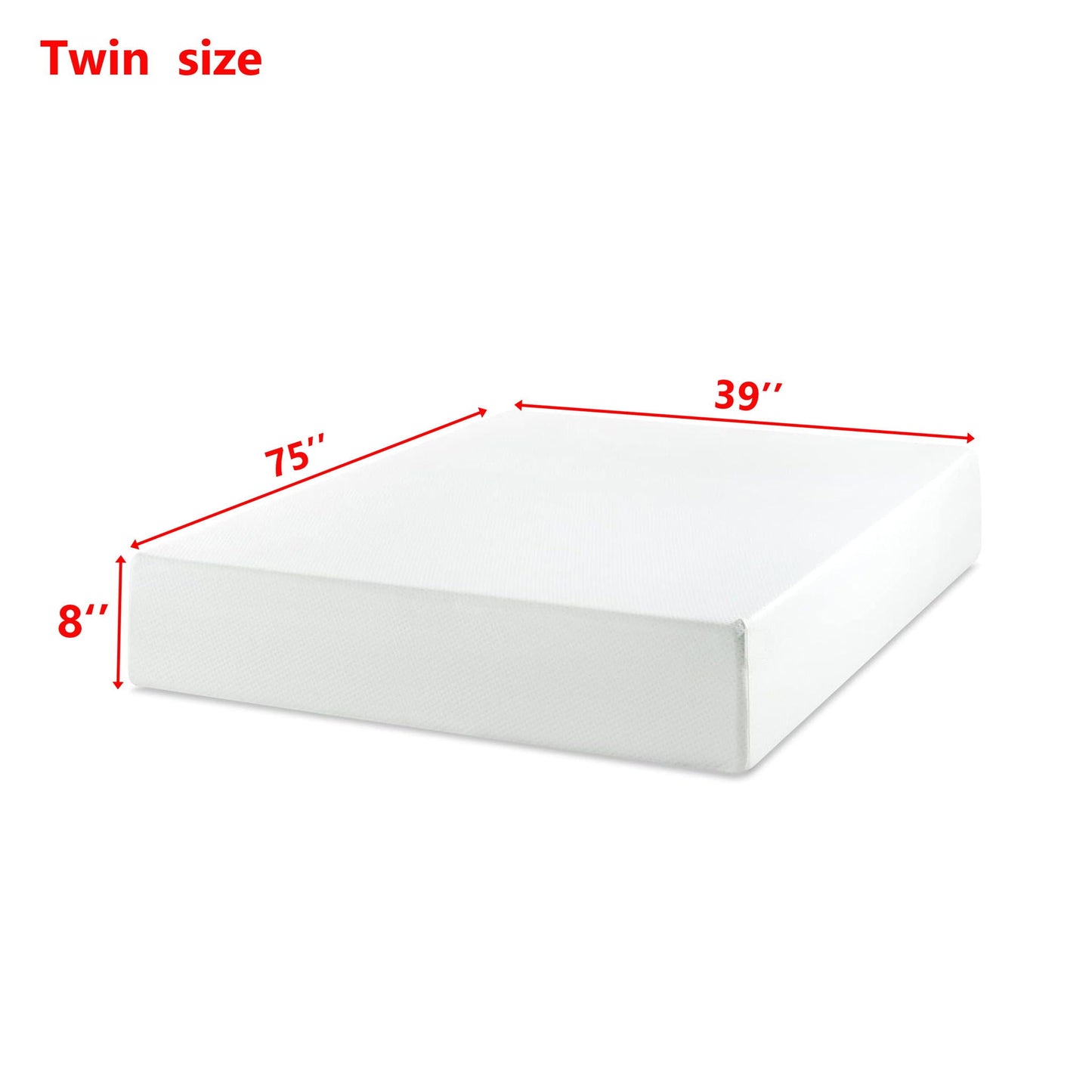 Memory foam mattress in a box, 8in twin green tea, white, HouseOfZazla on Tampa Home & Garden Store