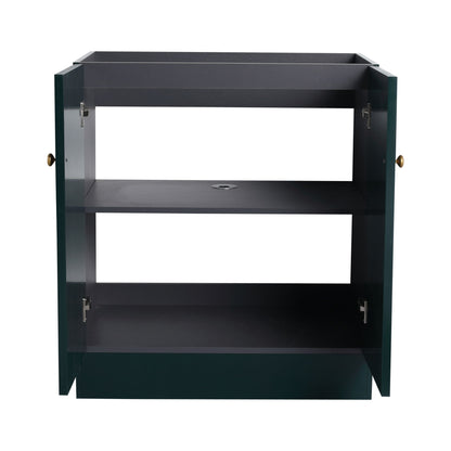 Freestanding Bathroom Vanity with Soft Close by HouseOfZazla, dark green cabinet with dual doors on Tampa Home & Garden Store