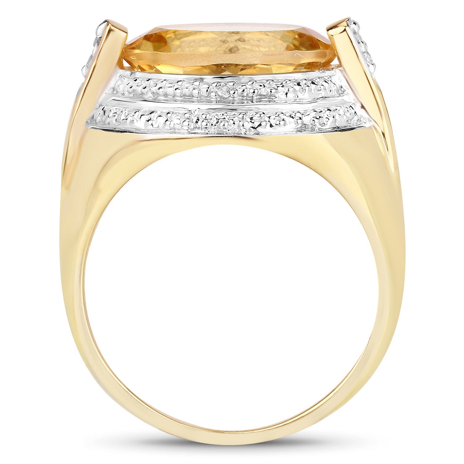 Ring two-tone gold with rectangular citrine and white diamond accents, textured silver detail on Tampa Home & Garden Store