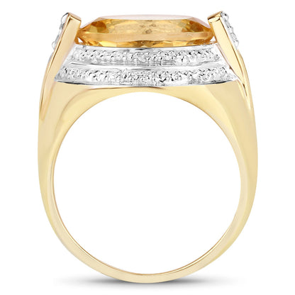 Ring two-tone gold with rectangular citrine and white diamond accents, textured silver detail on Tampa Home & Garden Store