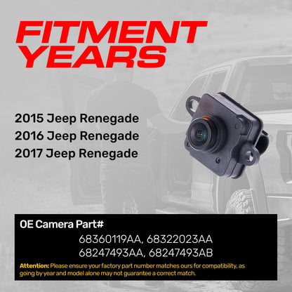 OE backup camera for Jeep Renegade 2015-2017, black housing, Master Tailgaters OEM part on Tampa Home & Garden Store