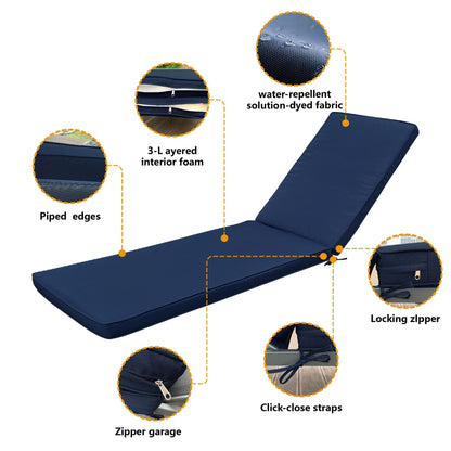 Outdoor Chaise Lounge Seat and Back Cushion