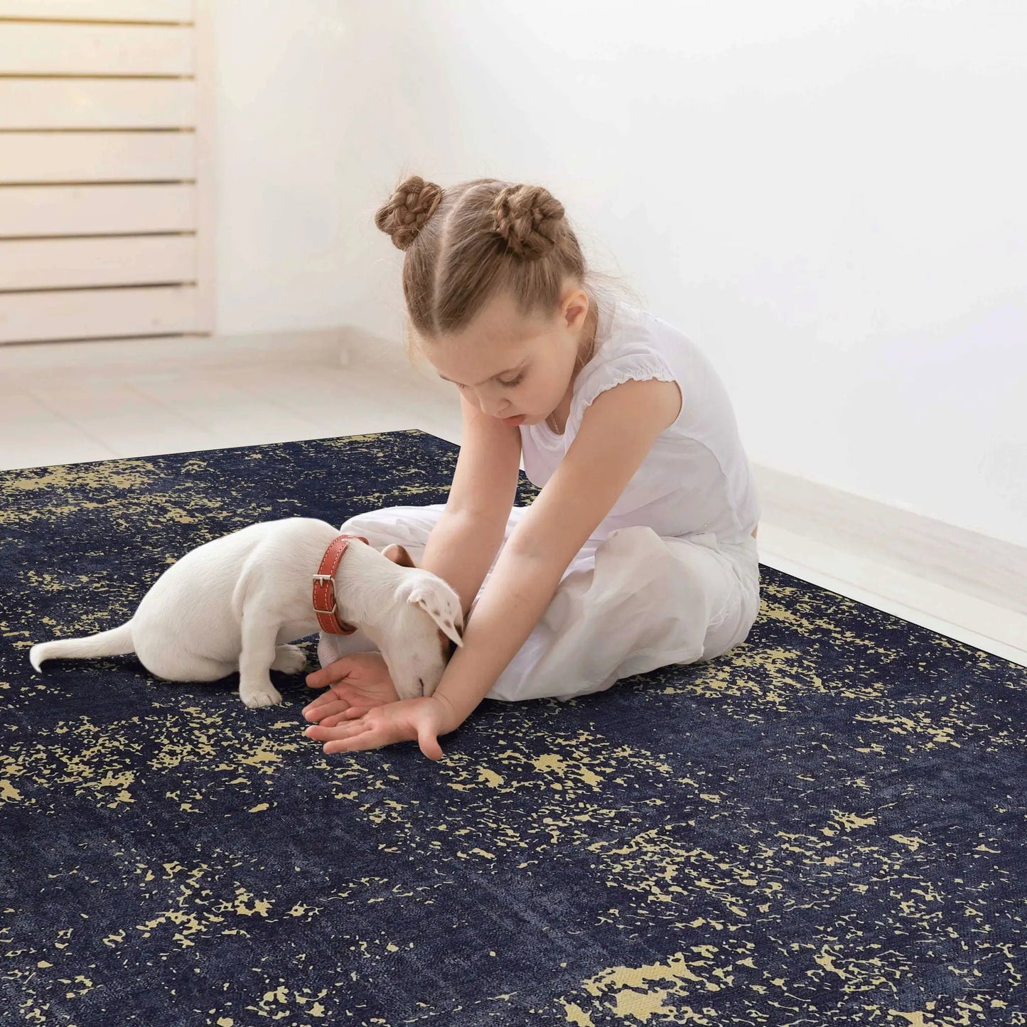 Maval - Stunning Area Rug, Washable; navy blue with gold specks, by Unique Piece Furniture on Tampa Home & Garden Store