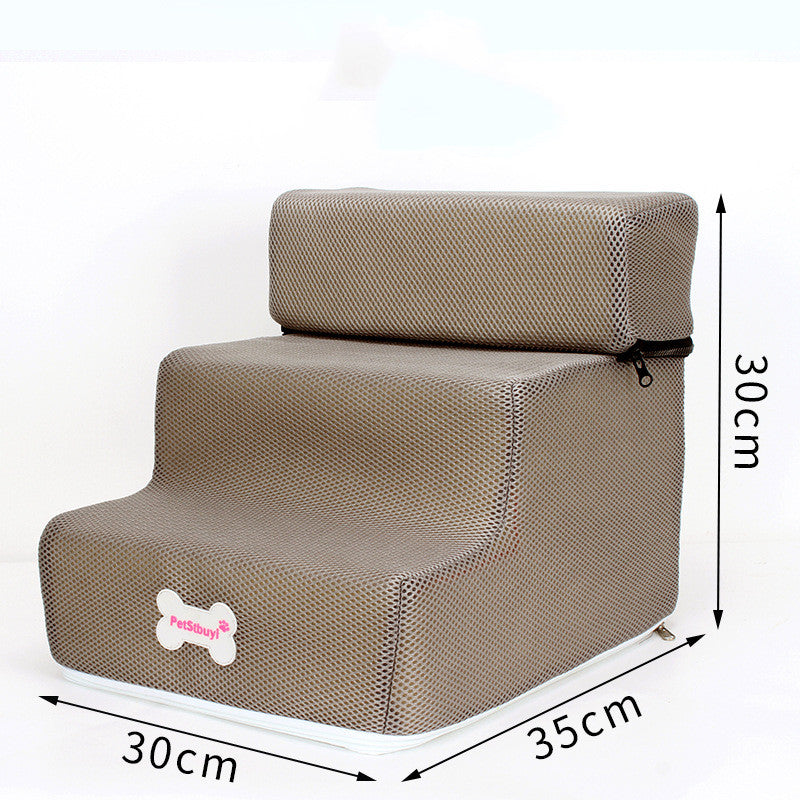 Brown dog stairs climbing ladder with sponge steps, 30x35x30 cm, Petsbuy logo on front on Tampa Home & Garden Store