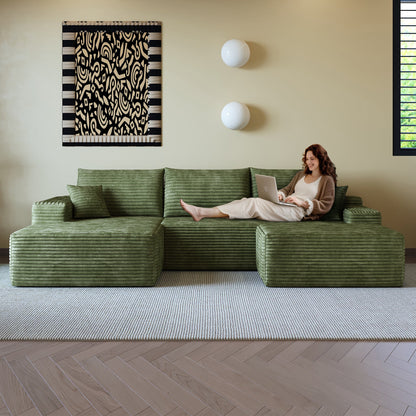 Modern Cloud Sectional Sofa and Corduroy Fabric