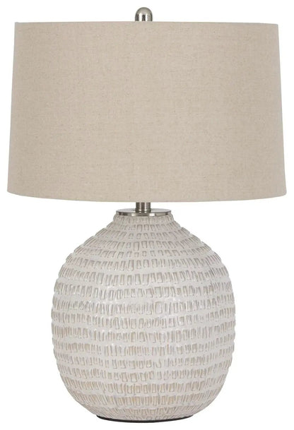 Jamon Ceramic Table Lamp Beige With Gold Hardware